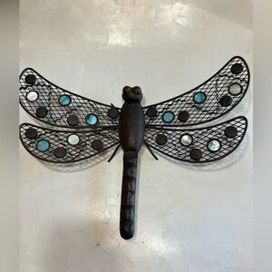 Metal & Mosaic Dragonfly Wall Hanging Garden Decoration Brown Metal